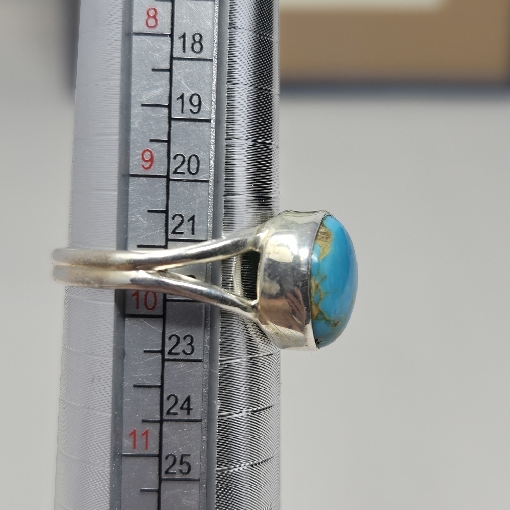 Sterling Silver .925 & Turquoise Womens Ring Sz 9.5 Western Cowgirl Rodeo Fun - Picture 7 of 8
